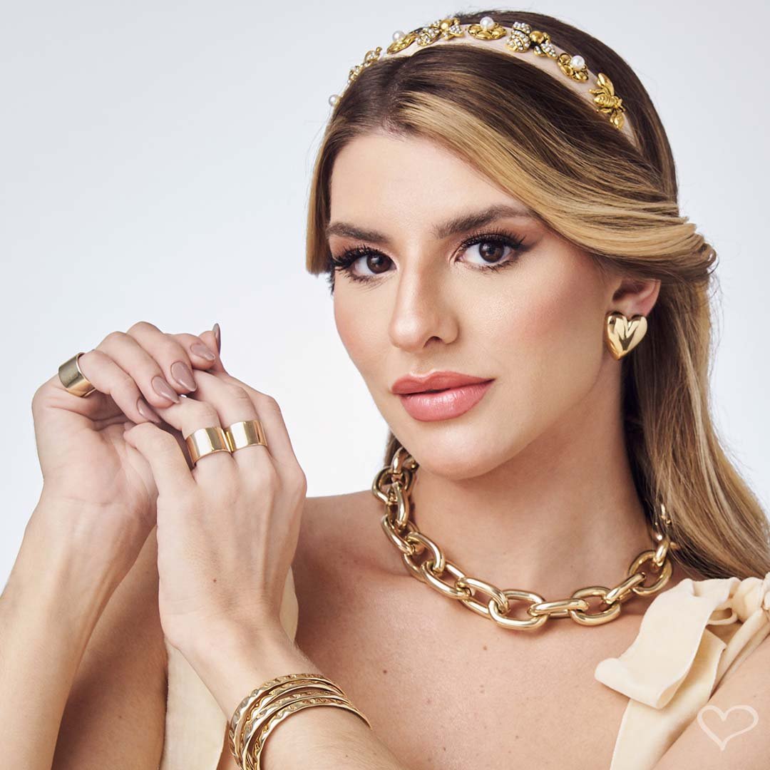 BRINCO DE CORAÇÃO LUISA G FOLHEADO A OURO 18K Dourado 3