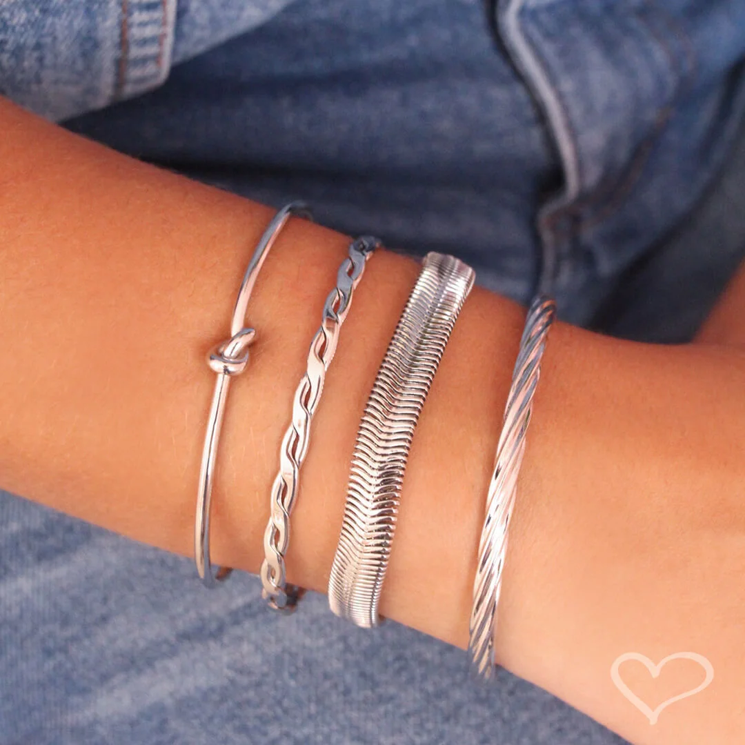 PULSEIRA FEMININA FERNANDA MALHA METAL LARGA FOLHEADA EM RÓDIO BRANCO Prata 4