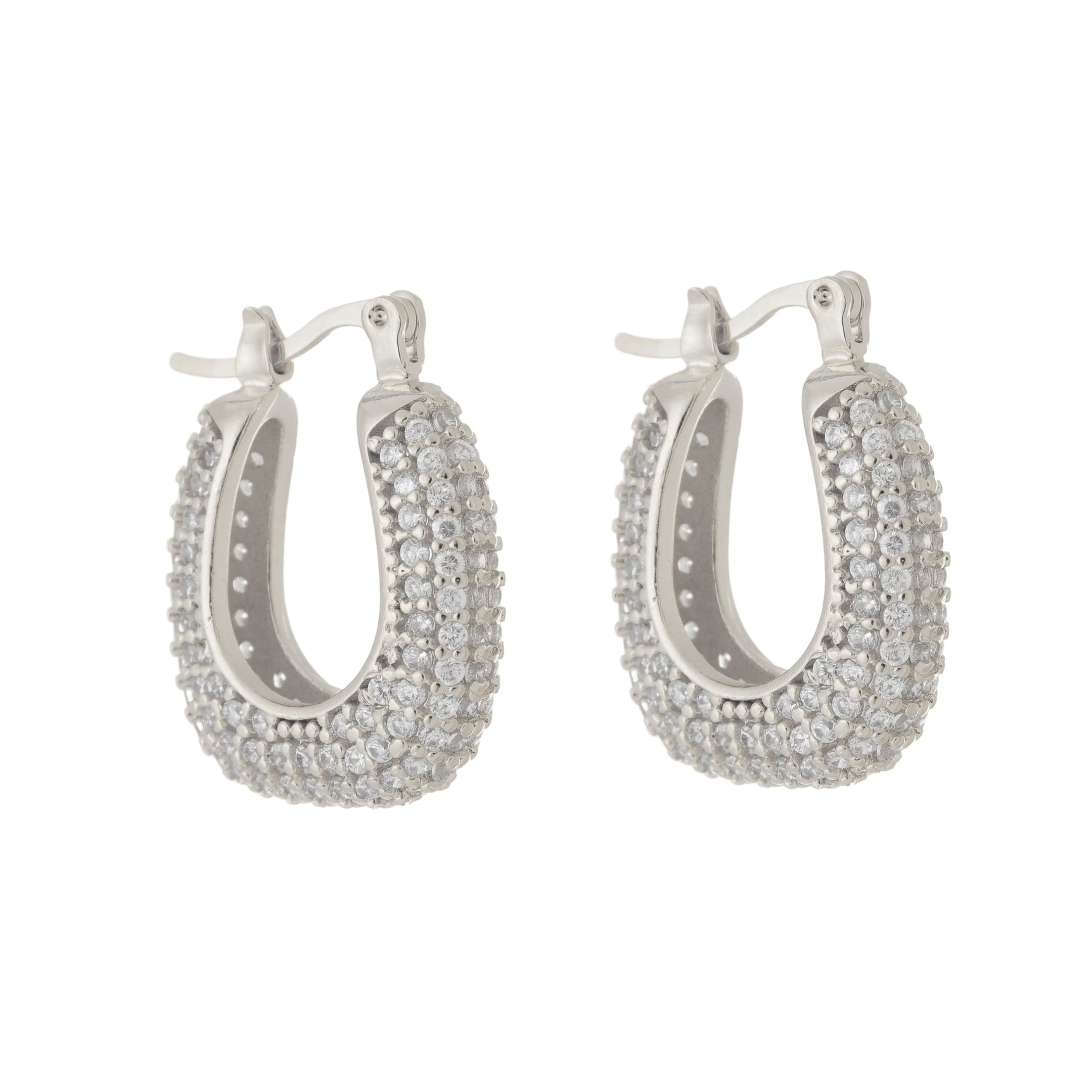 BRINCO DE ARGOLA KATY CRAVEJADA ZIRCÔNIAS FOLHEADO EM RÓDIO BRANCO Dourado 1