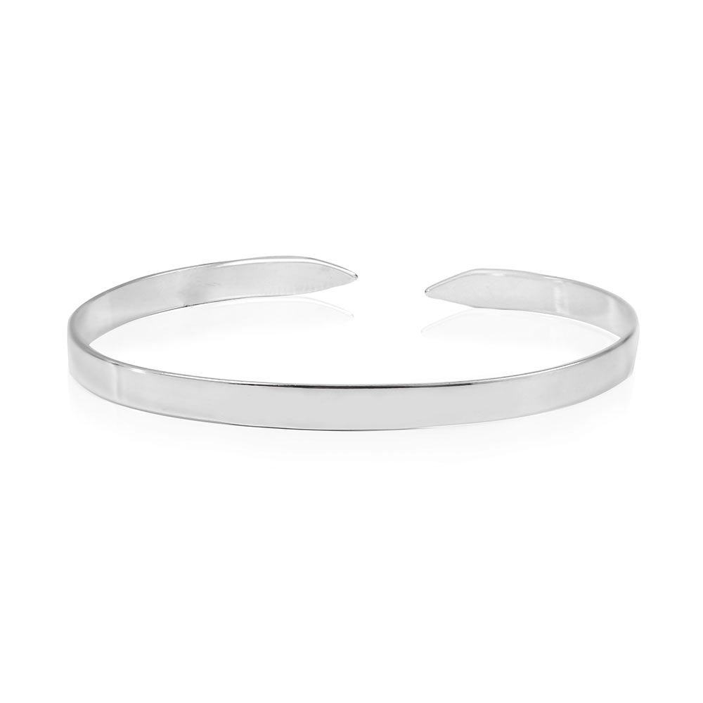 BRACELETE FEMININO FOLHEADO EM RÓDIO BRANCO LISO BIA