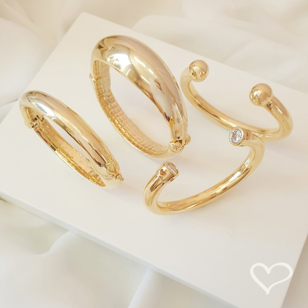 BRACELETE TUBO NICOLE FOLHEADO A OURO 18K Dourado 2