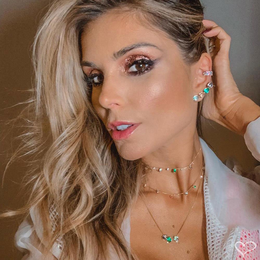 CHOKER DHIL GOTAS ZIRCÔNIAS COLORIDAS FOLHEADA A OURO 18K Dourado 4