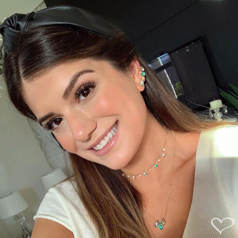 CHOKER DHIL GOTAS ZIRCÔNIAS COLORIDAS FOLHEADA A OURO 18K Dourado 5