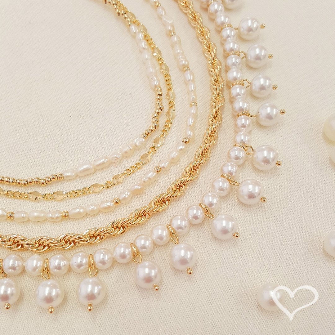 COLAR CURTO PIUKA PRISCILA CORDÃO BAIANO FOLHEADO A OURO 18K Dourado 5