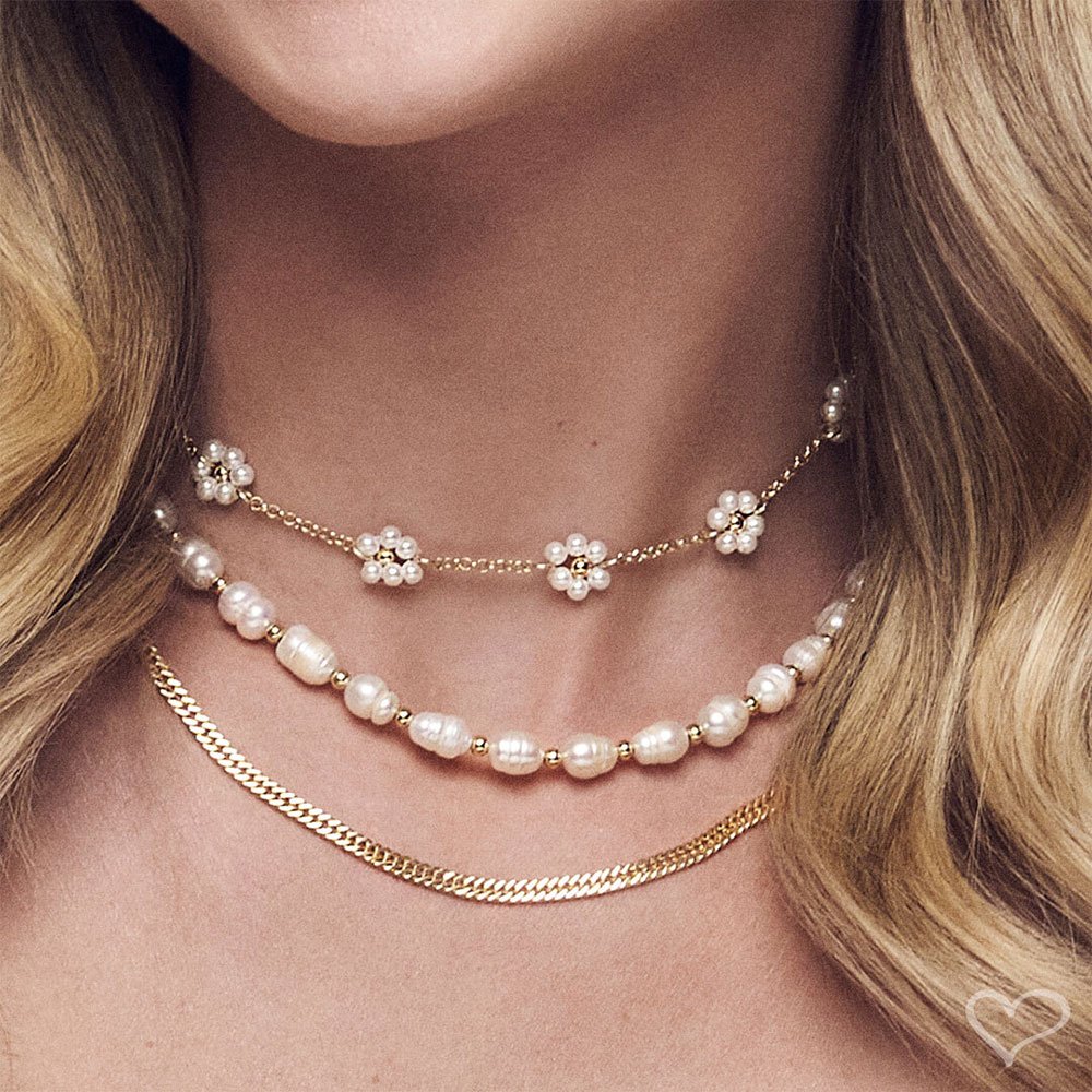 CHOKER FLOR MINI PÉROLAS FOLHEADO A OURO 18K ALICE Dourado 5