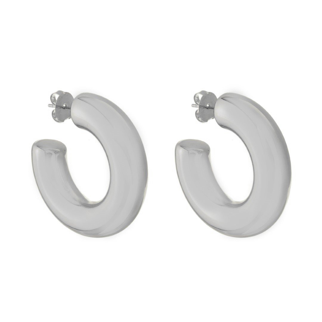 BRINCO DE ARGOLA TUBO G ARIEL FOLHEADO EM RÓDIO BRANCO Prata 3