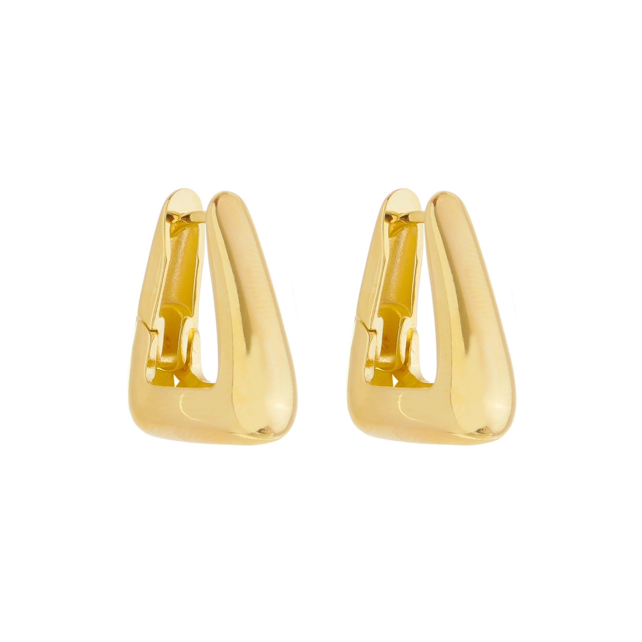 BRINCO ARGOLA TRIANGULAR EMILY P FOLHEADO A OURO 18K