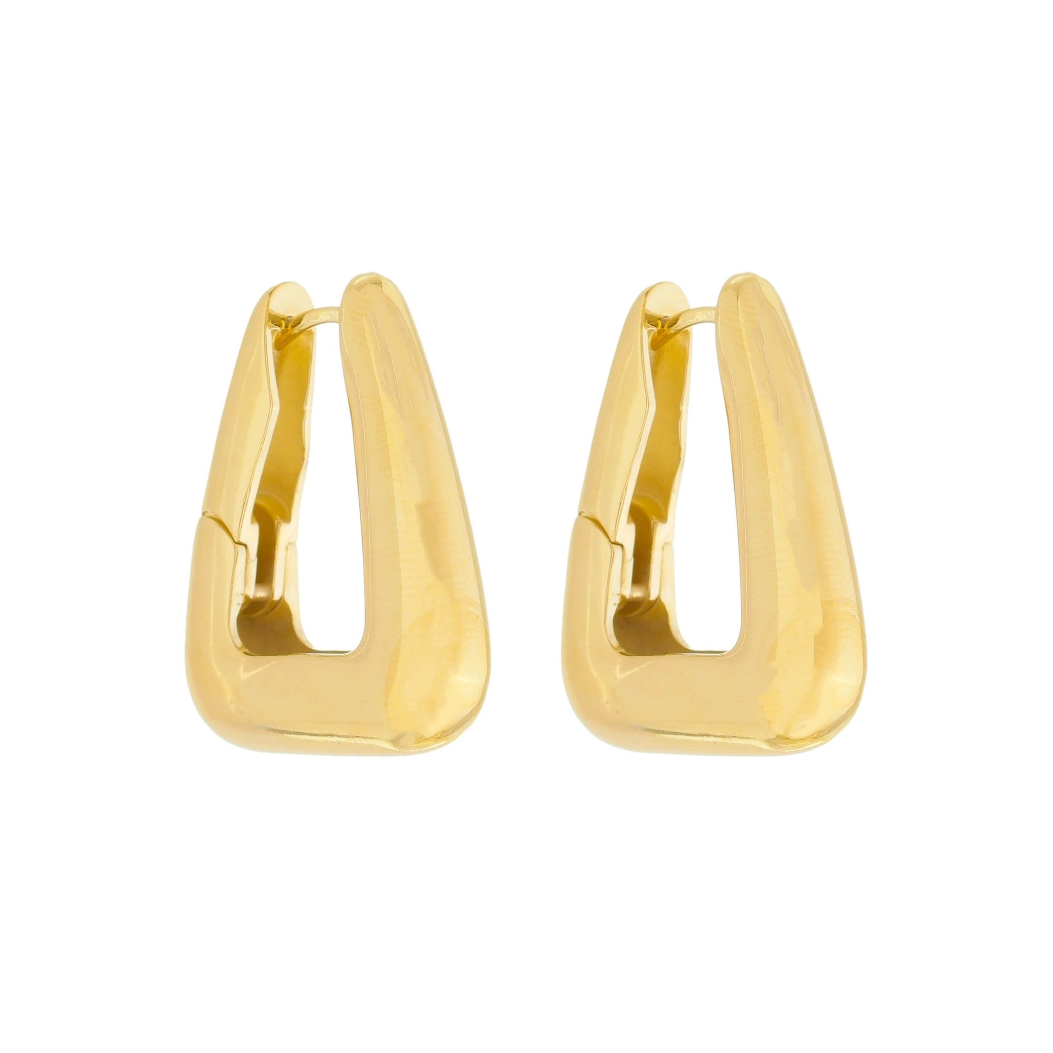 BRINCO ARGOLA TRIANGULAR EMILY G FOLHEADO A OURO 18K