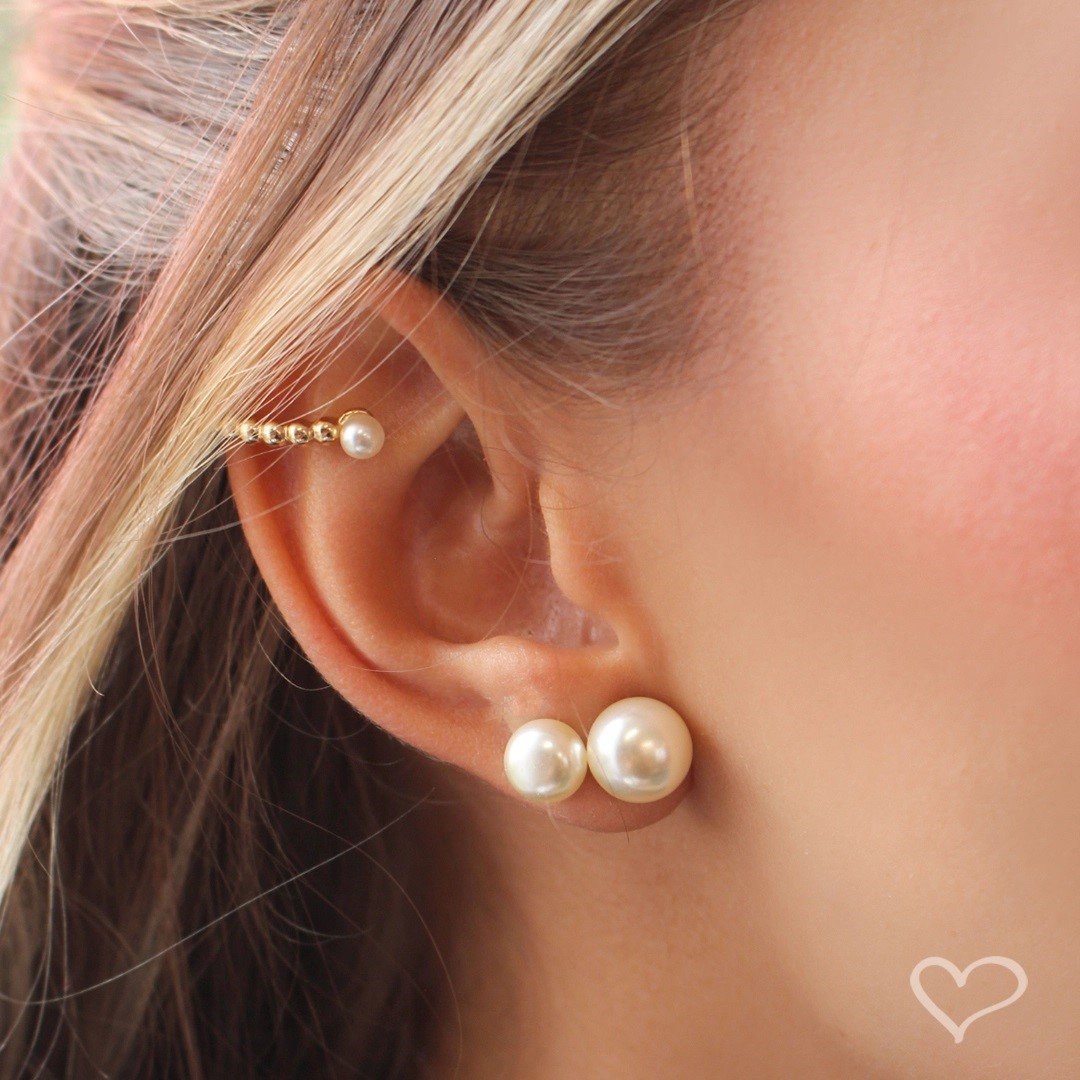 TRIO DE BRINCOS PÉROLAS FOLHEADO EM RÓDIO BRANCO Branco 3