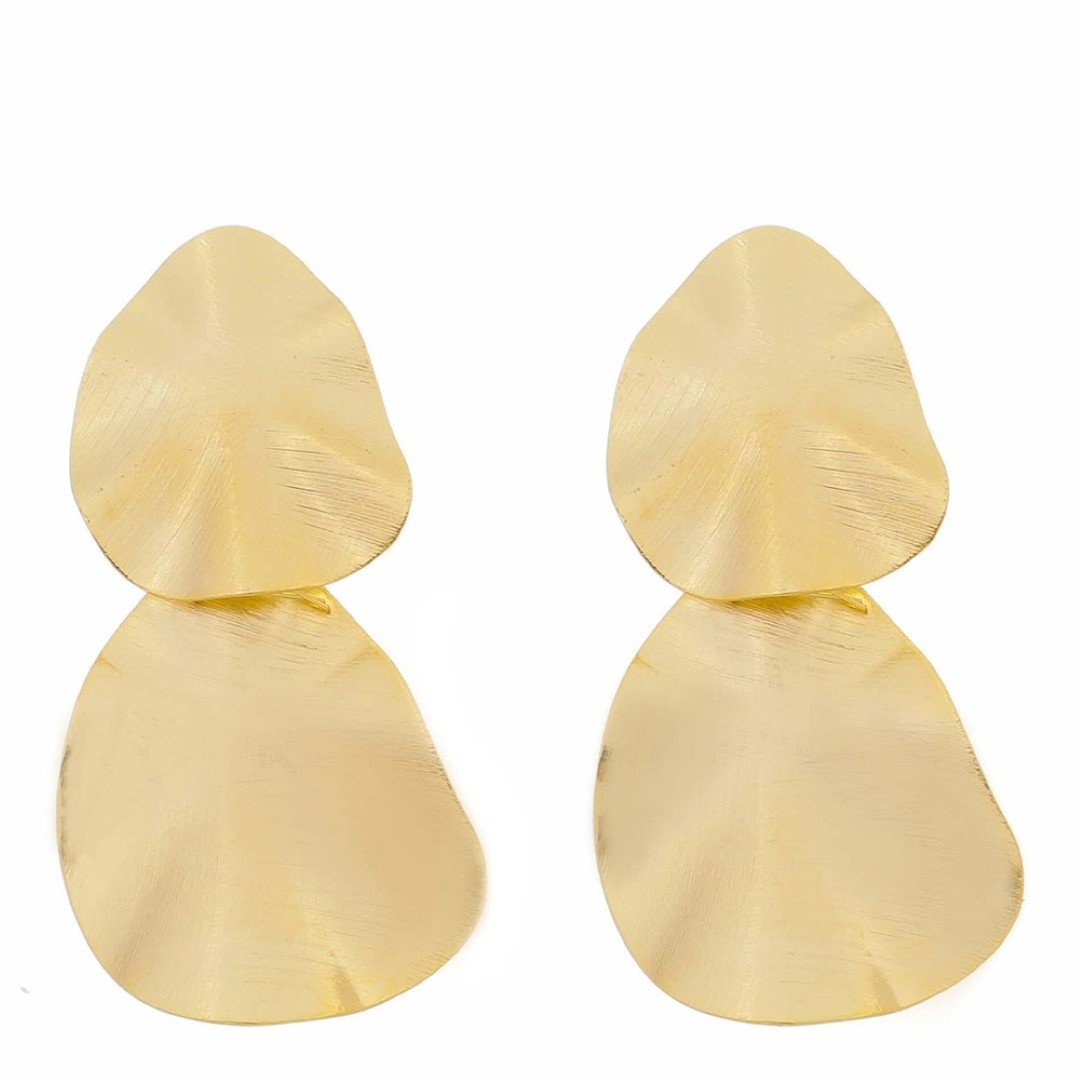 BRINCO MARIA PAULA TEXTURIZADO FOLHEADO A OURO 18K