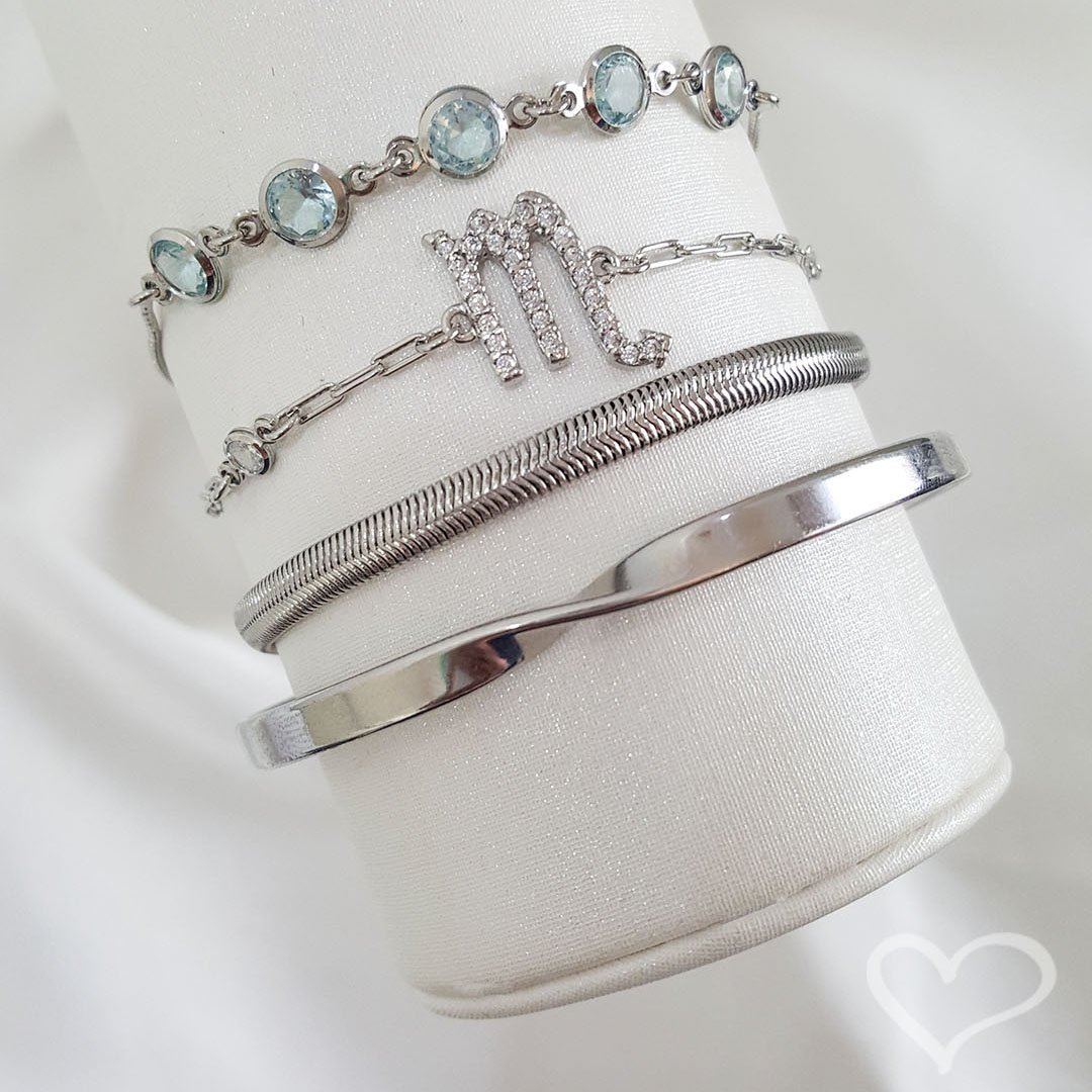 PULSEIRA FEMININA FERNANDA MALHA METAL FINA FOLHEADA EM RÓDIO BRANCO Prata 3