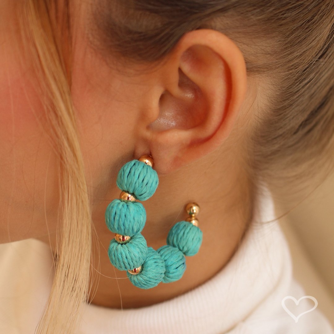 BRINCO DE ARGOLA CAROL BOLAS AZUL Dourado 2