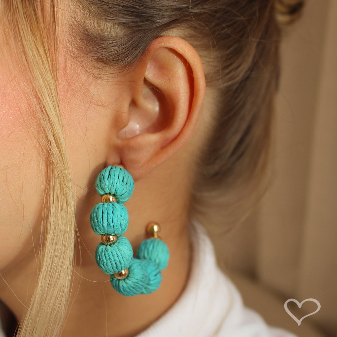 BRINCO DE ARGOLA CAROL BOLAS AZUL Dourado 3