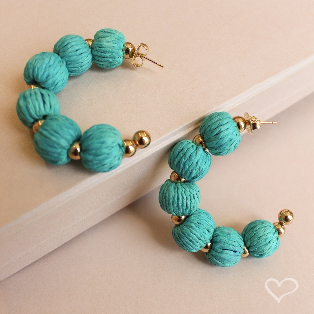 BRINCO DE ARGOLA CAROL BOLAS AZUL Dourado 4