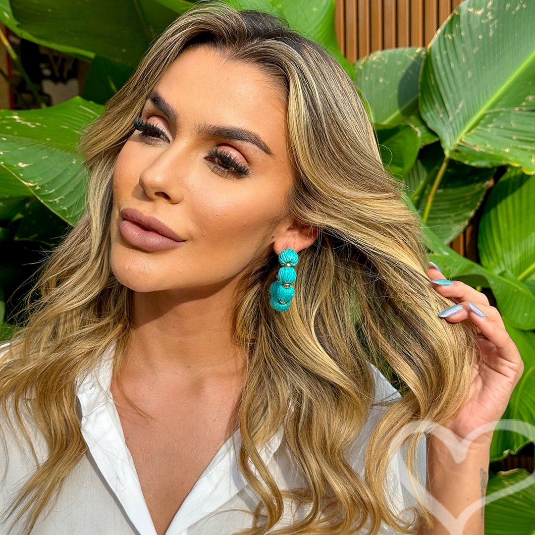 BRINCO DE ARGOLA CAROL BOLAS AZUL Dourado 6