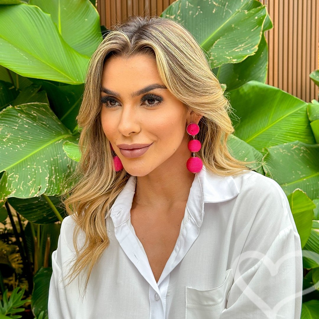 BRINCO BOLAS FIO PINK MARIA ELIMIA Vermelho 2