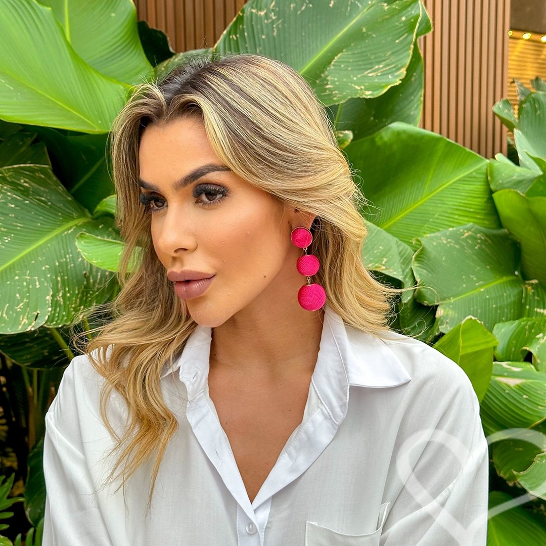 BRINCO BOLAS FIO PINK MARIA ELIMIA Vermelho 3