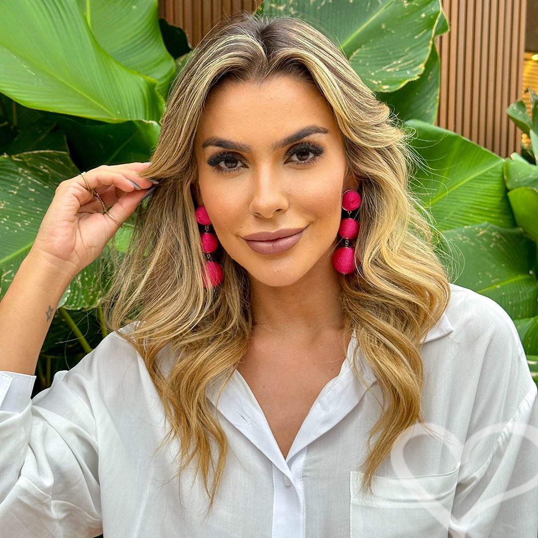 BRINCO BOLAS FIO PINK MARIA ELIMIA Vermelho 4