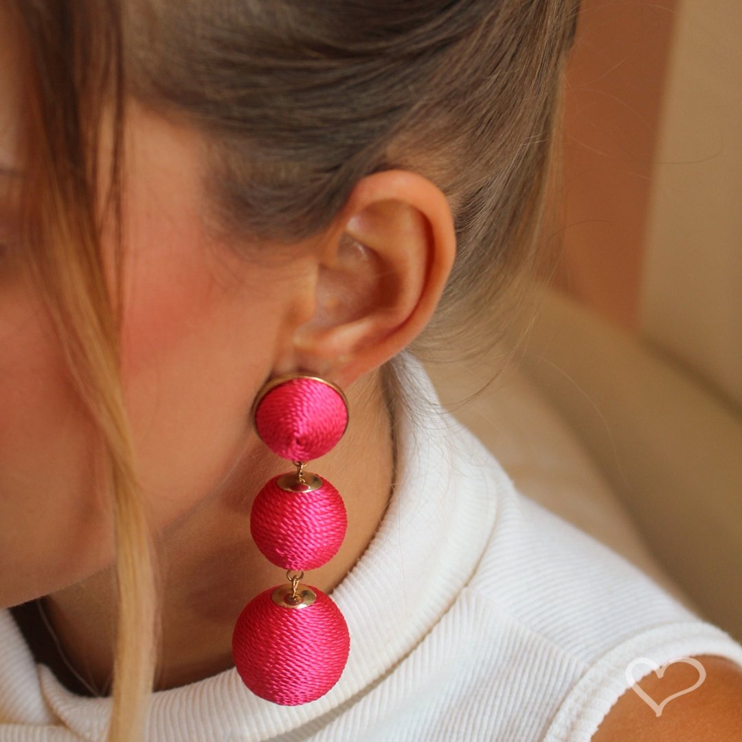 BRINCO BOLAS FIO PINK MARIA ELIMIA Vermelho 5
