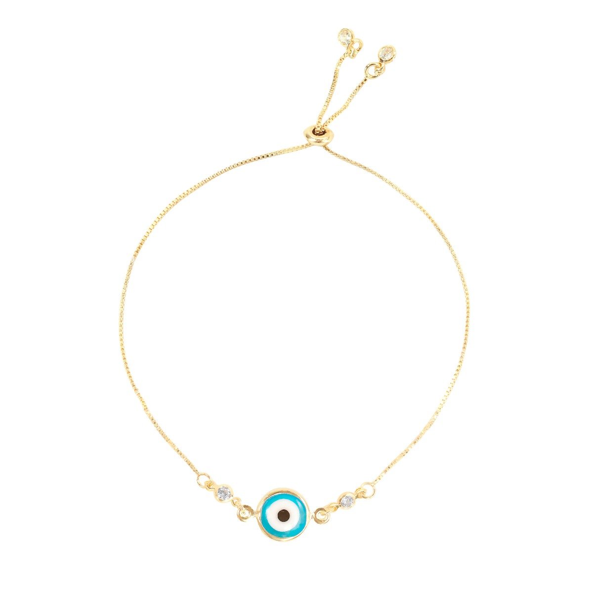 PULSEIRA FOLHEADA A OURO 18K AJUSTE OLHO GREGO AVANA PIUKA