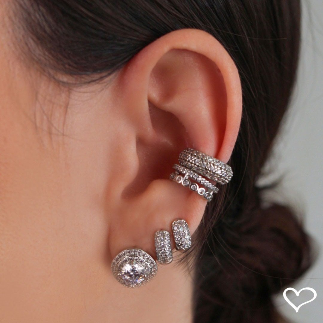 PIERCING DE ENCAIXE PIUKA AYLEEN ARGOLA ZIRCÔNIA CRISTAL FOLHEADO EM RÓDIO BRANCO Ródio Branco 3