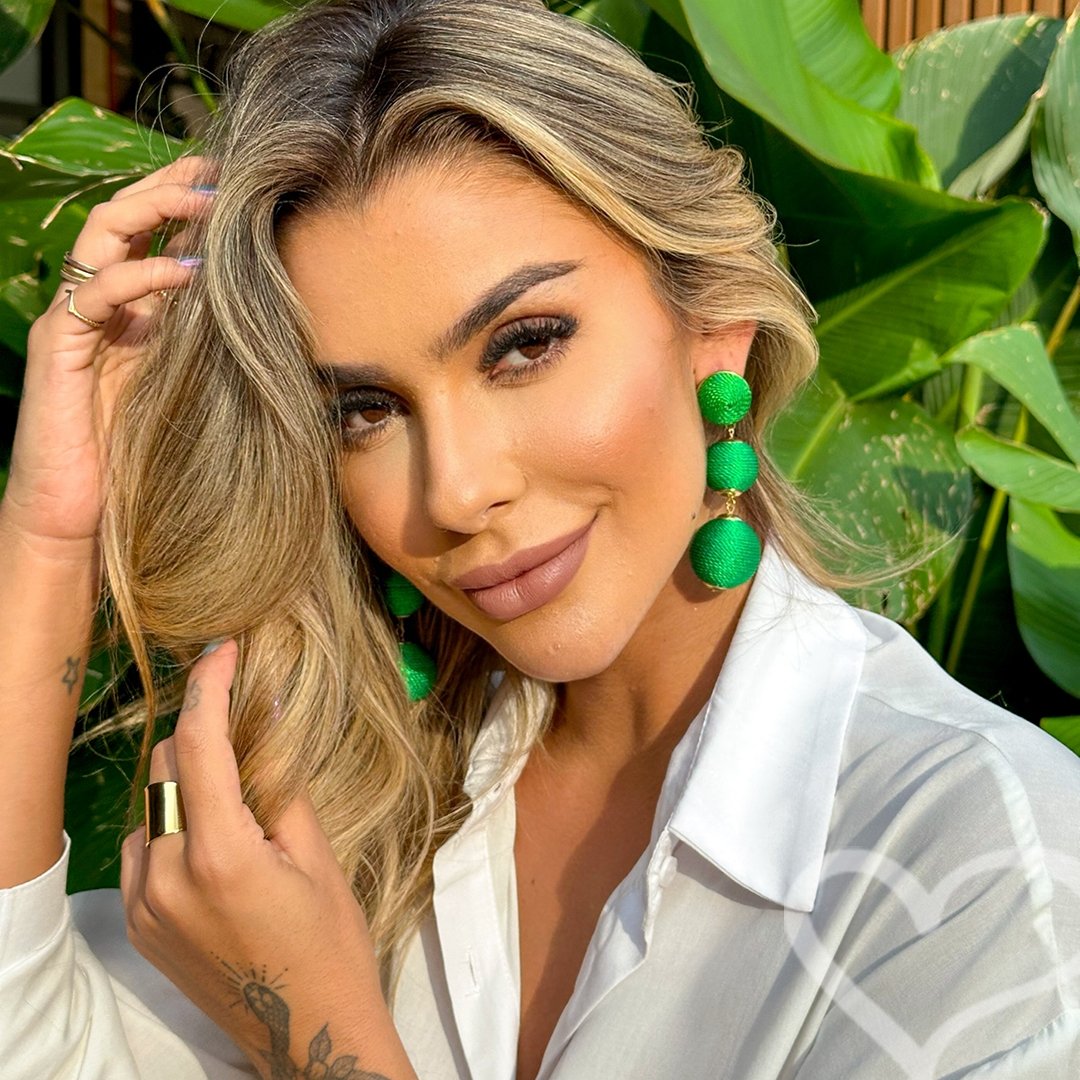 BRINCO BOLAS FIO VERDE BANDEIRA MARIA ELIMIA Verde Bandeira 3