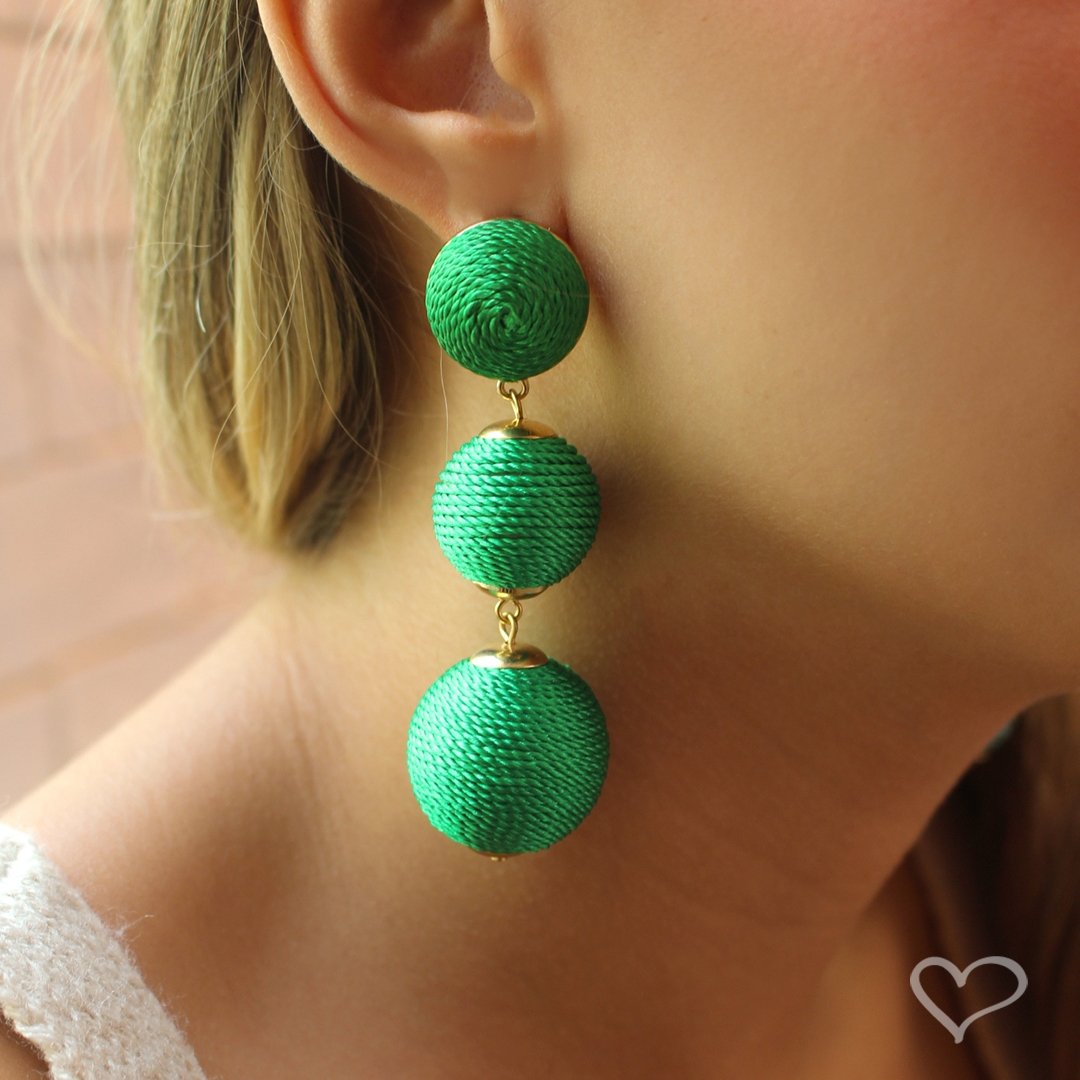 BRINCO BOLAS FIO VERDE BANDEIRA MARIA ELIMIA Verde Bandeira 6