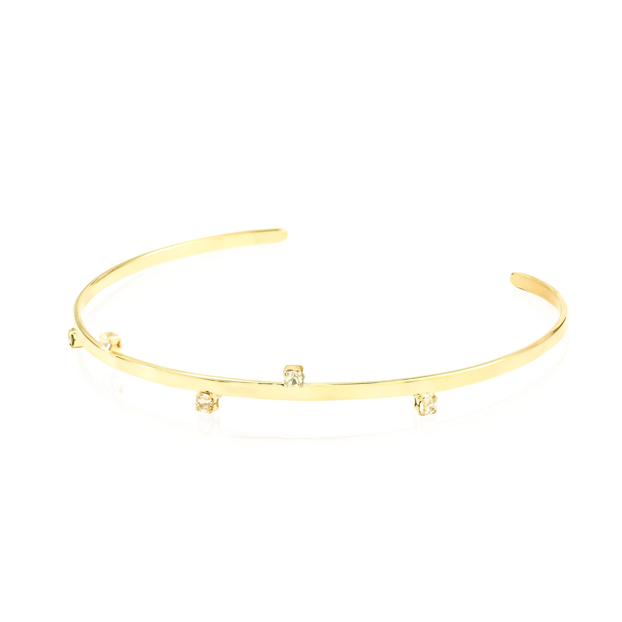 BRACELETE FEMININO FOLHEADO A OURO 18K 5 PONTOS DE LUZ LIA