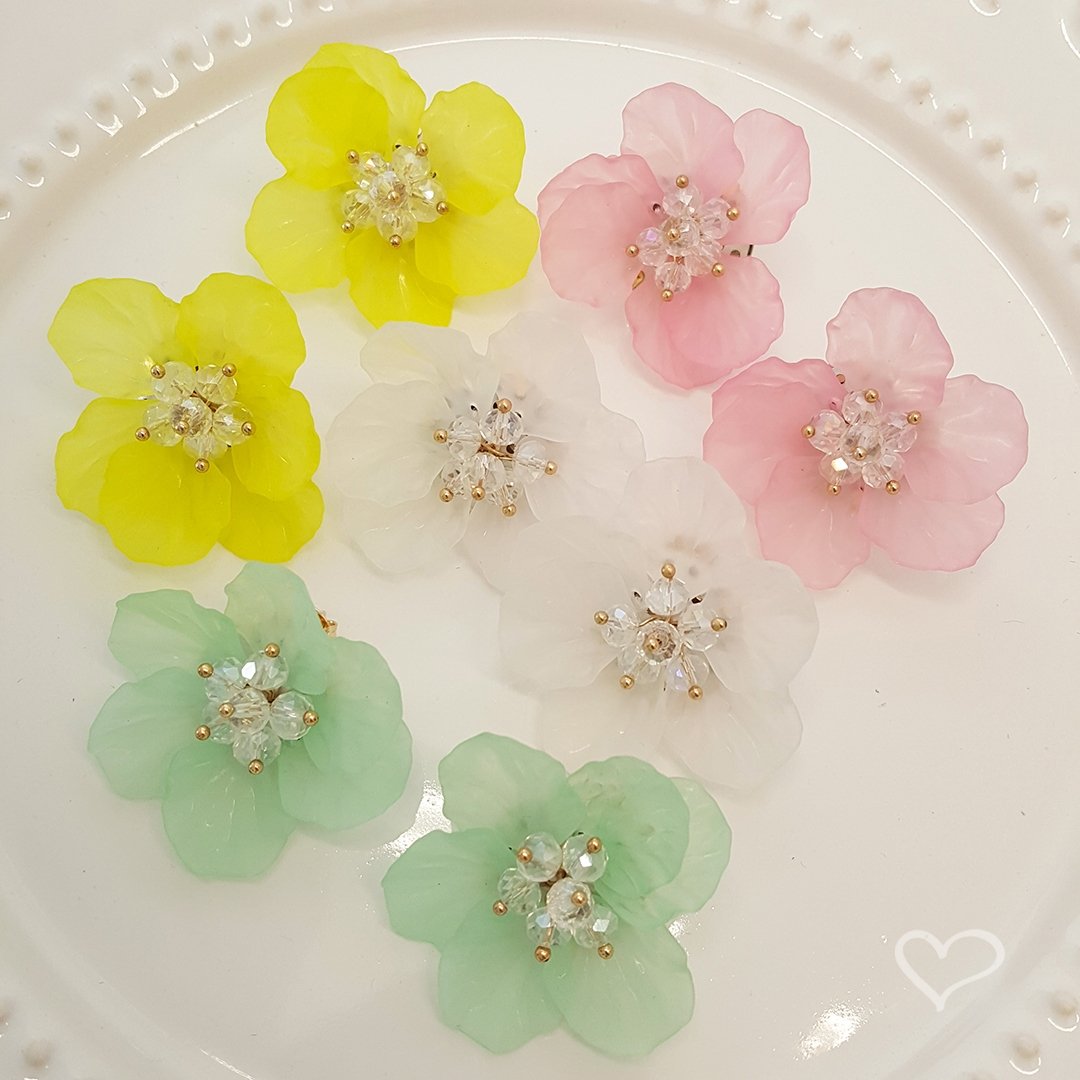 BRINCO DE FLOR HORTÊNSIA AMARELA Dourado 2