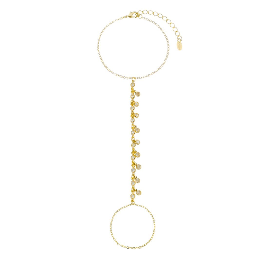 PULSEIRA DE MÃO ALICE ZIRCÔNIAS FOLHEADA A OURO 18K