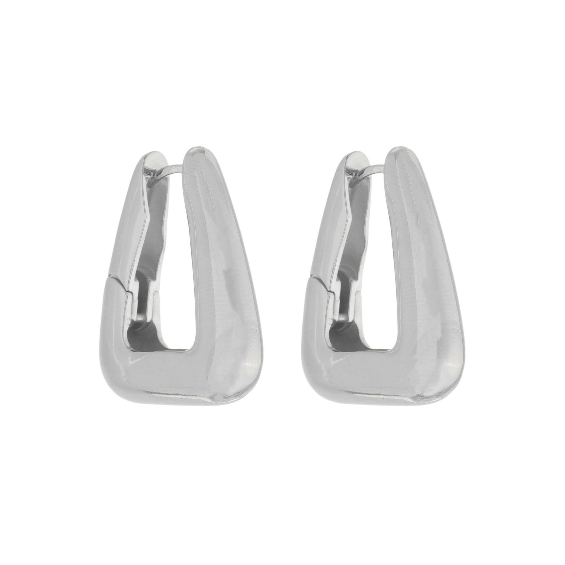 BRINCO ARGOLA TRIANGULAR EMILY G FOLHEADO EM RÓDIO BRANCO