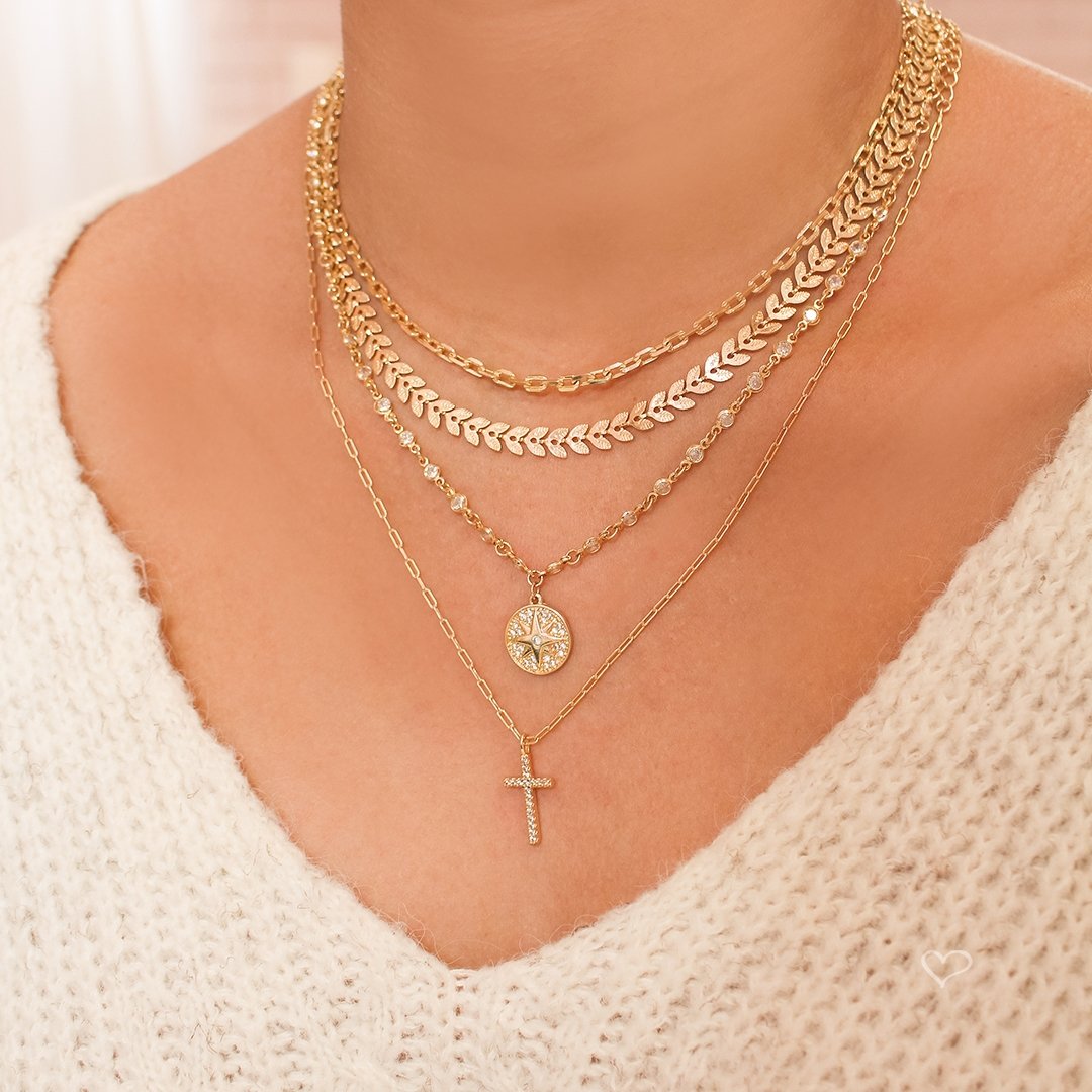 CHOKER FOLHINHAS FOLHEADO A OURO 18K KENDAL Dourado 6