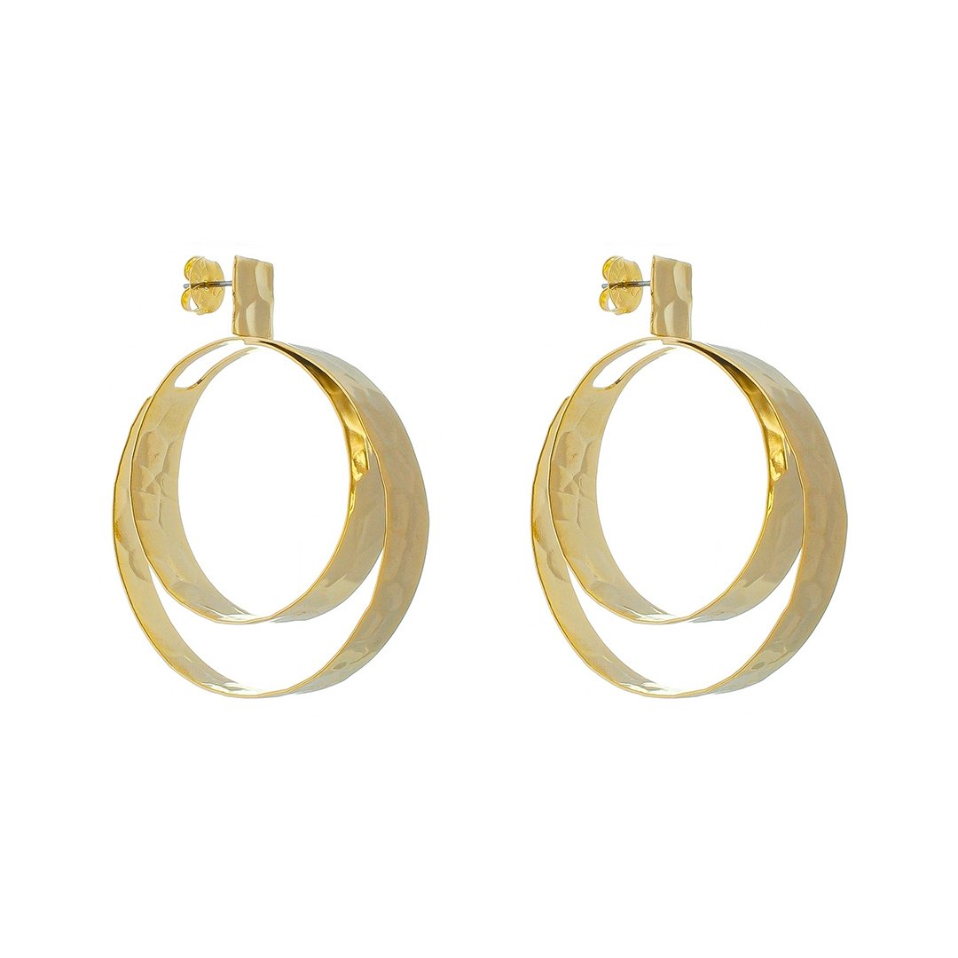 BRINCO NICK ARGOLA DUPLA TEXTURIZADA FOLHEADO A OURO 18K