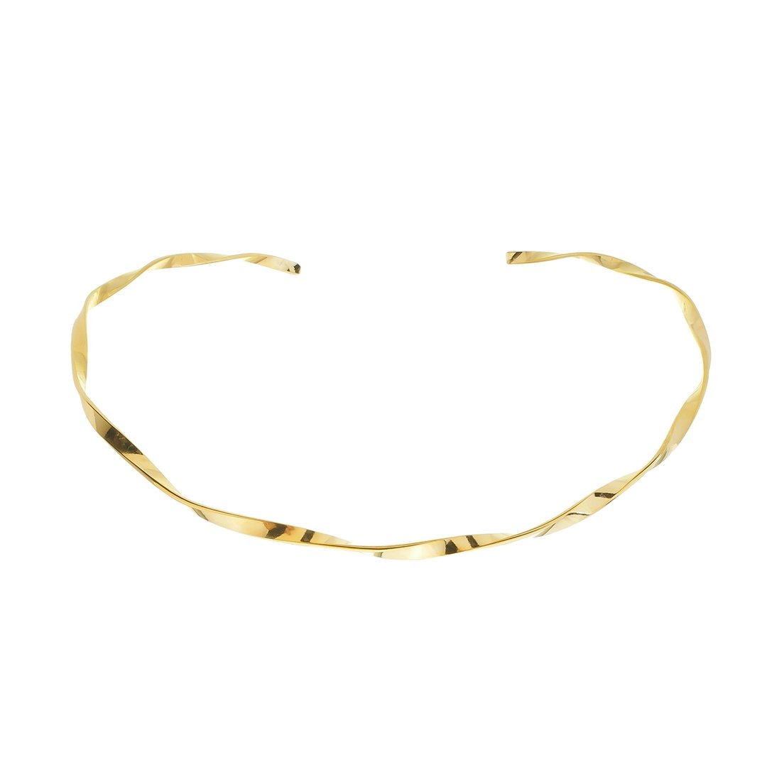 GARGANTILHA VICKY TORCIDA FOLHEADA A OURO 18K