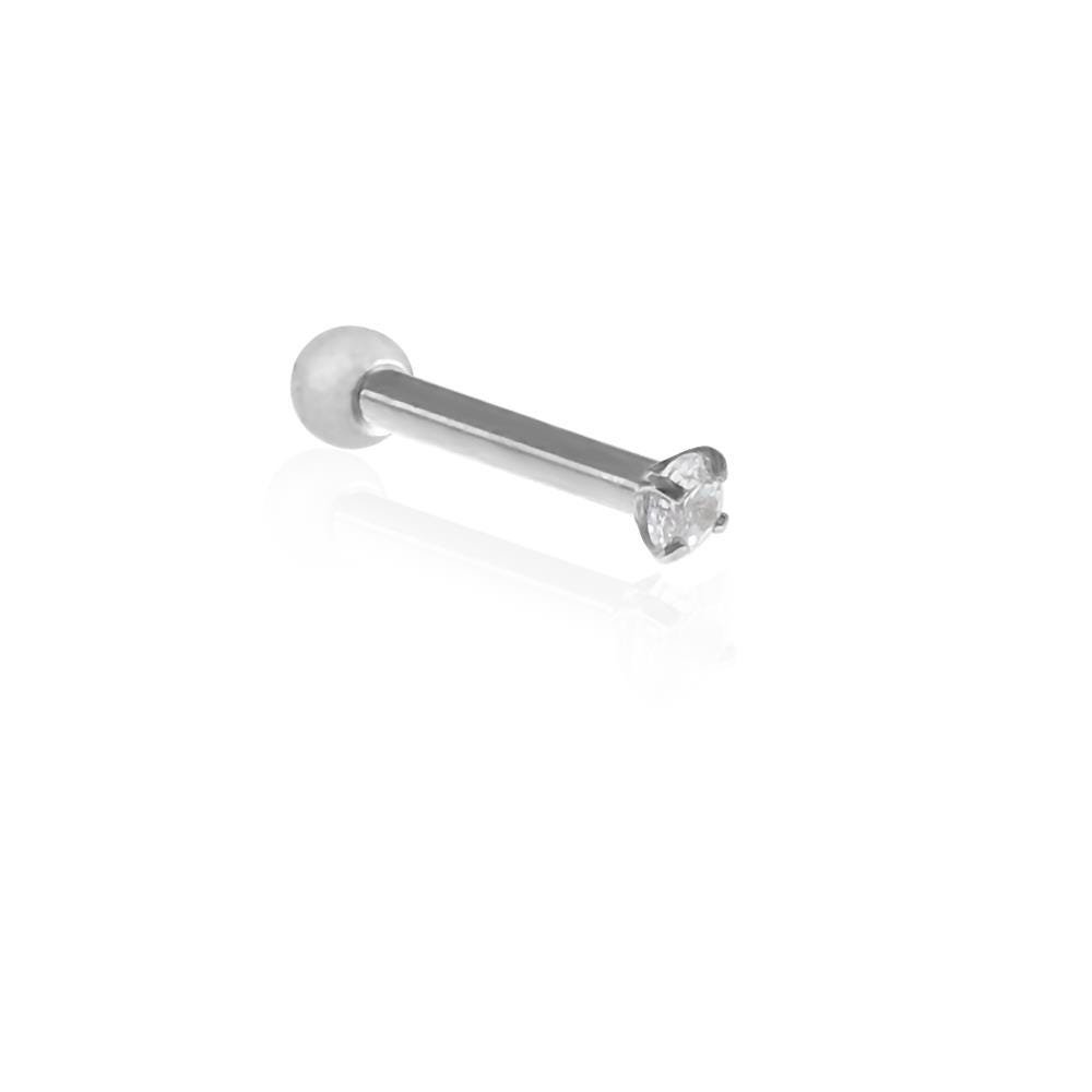 PIERCING DE FURO MINI PONTO DE LUZ HASTE 6MM ZIRCÔNIA PRATA PIUKA