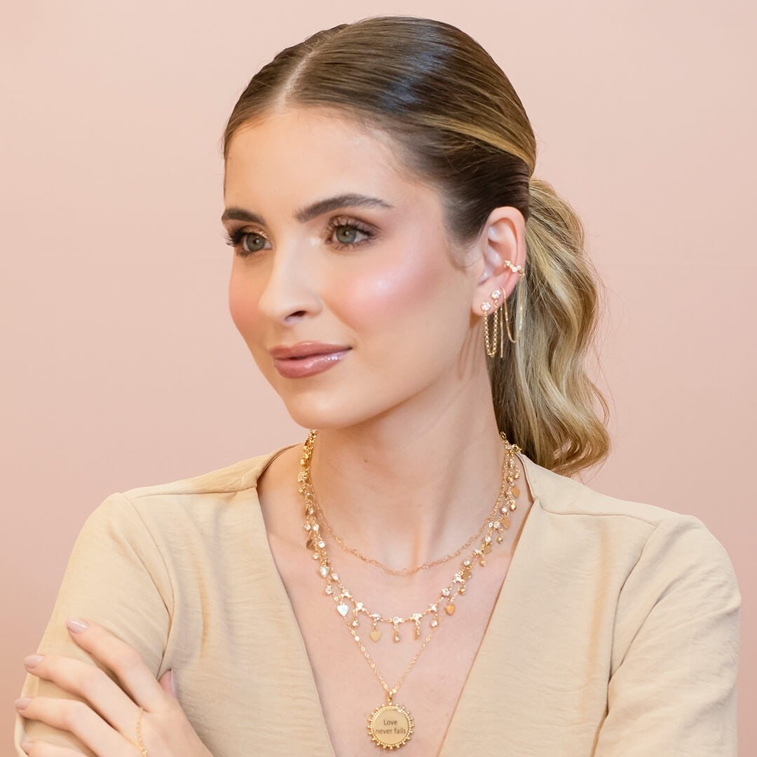 BRINCO EAR LINE LYNA PONTO DE LUZ ZIRCÔNIAS FOLHEADO A OURO 18K Dourado 4