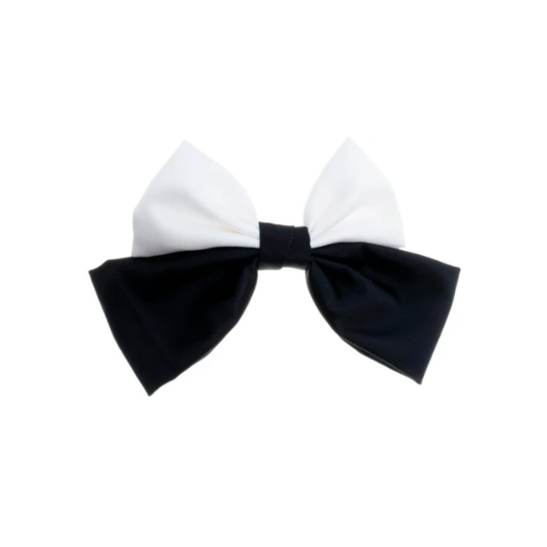 LAÇO DE CABELO CAROL CREPE ACETINADO PRETO E BRANCO