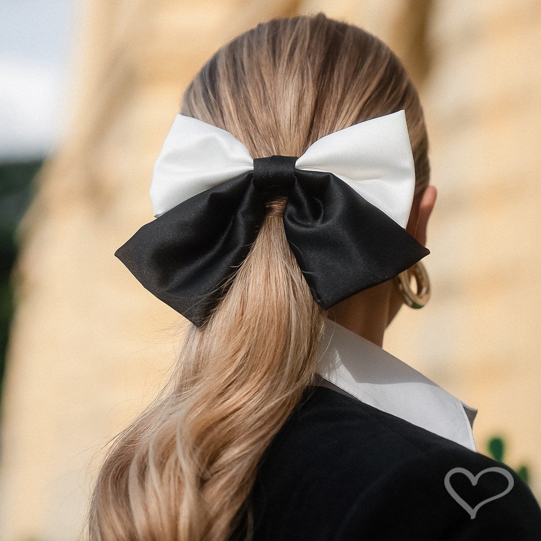 LAÇO DE CABELO CAROL CREPE ACETINADO PRETO E BRANCO Branco/Preto 3