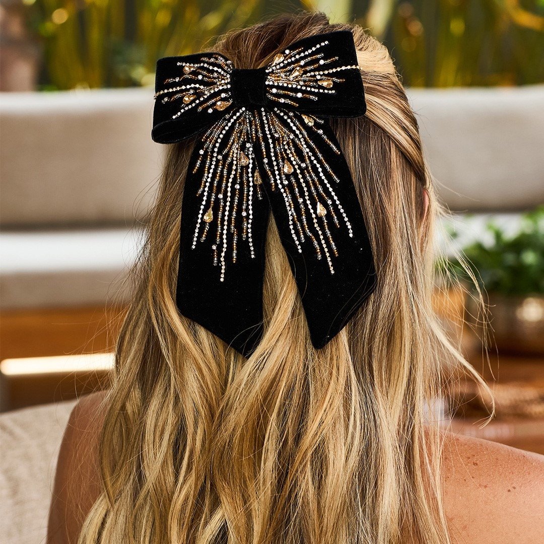 LAÇO DE CABELO RACHEL VELUDO ALEMÃO BORDADO GOLD SILVER Preto/Dourado 3