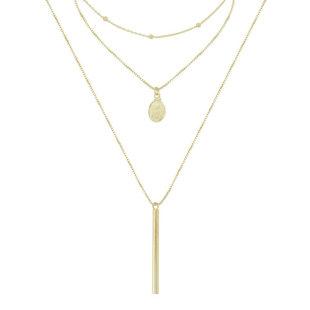 COLAR 3 VOLTAS LINDY MEDALHA SANTA RITA FOLHEADO A OURO 18K Dourado 3