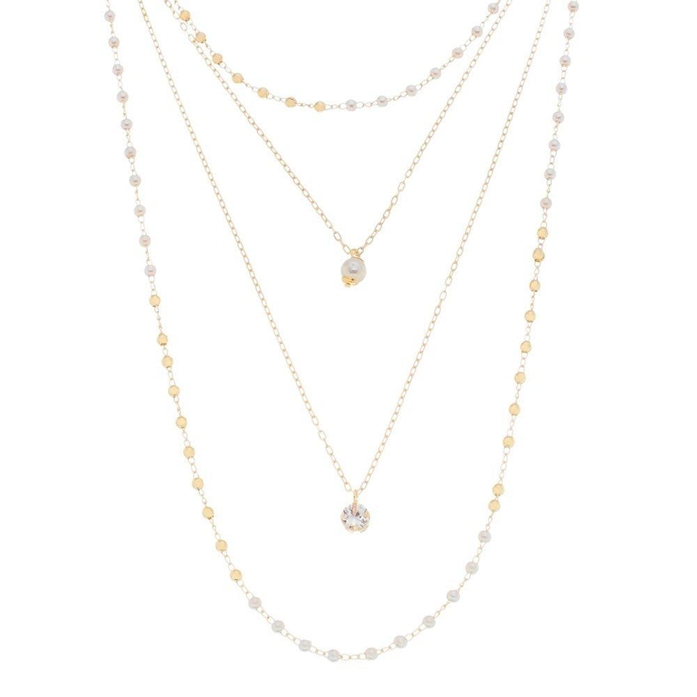 MIX DE COLARES LALA PÉROLAS ZIRCÔNIAS FOLHEADO A OURO 18K Dourado 1