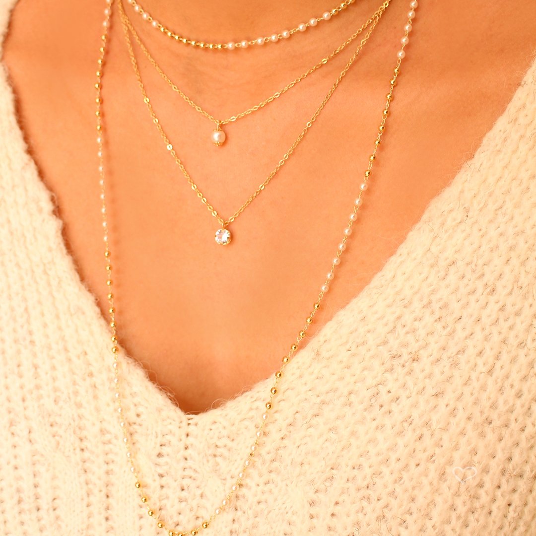 MIX DE COLARES LALA PÉROLAS ZIRCÔNIAS FOLHEADO A OURO 18K Dourado 4
