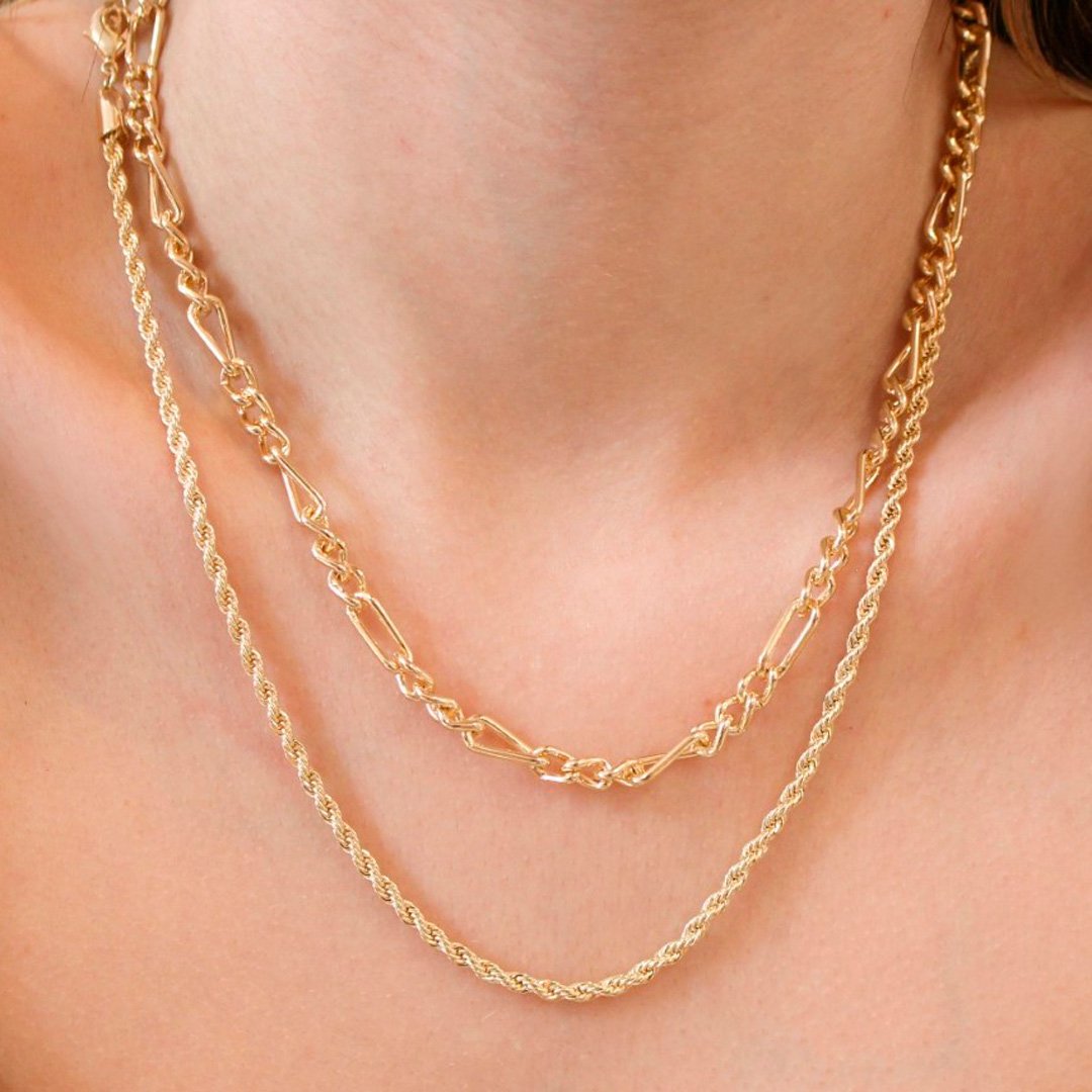 COLAR ELOS DAIANA FOLHEADO A OURO 18K Dourado 3