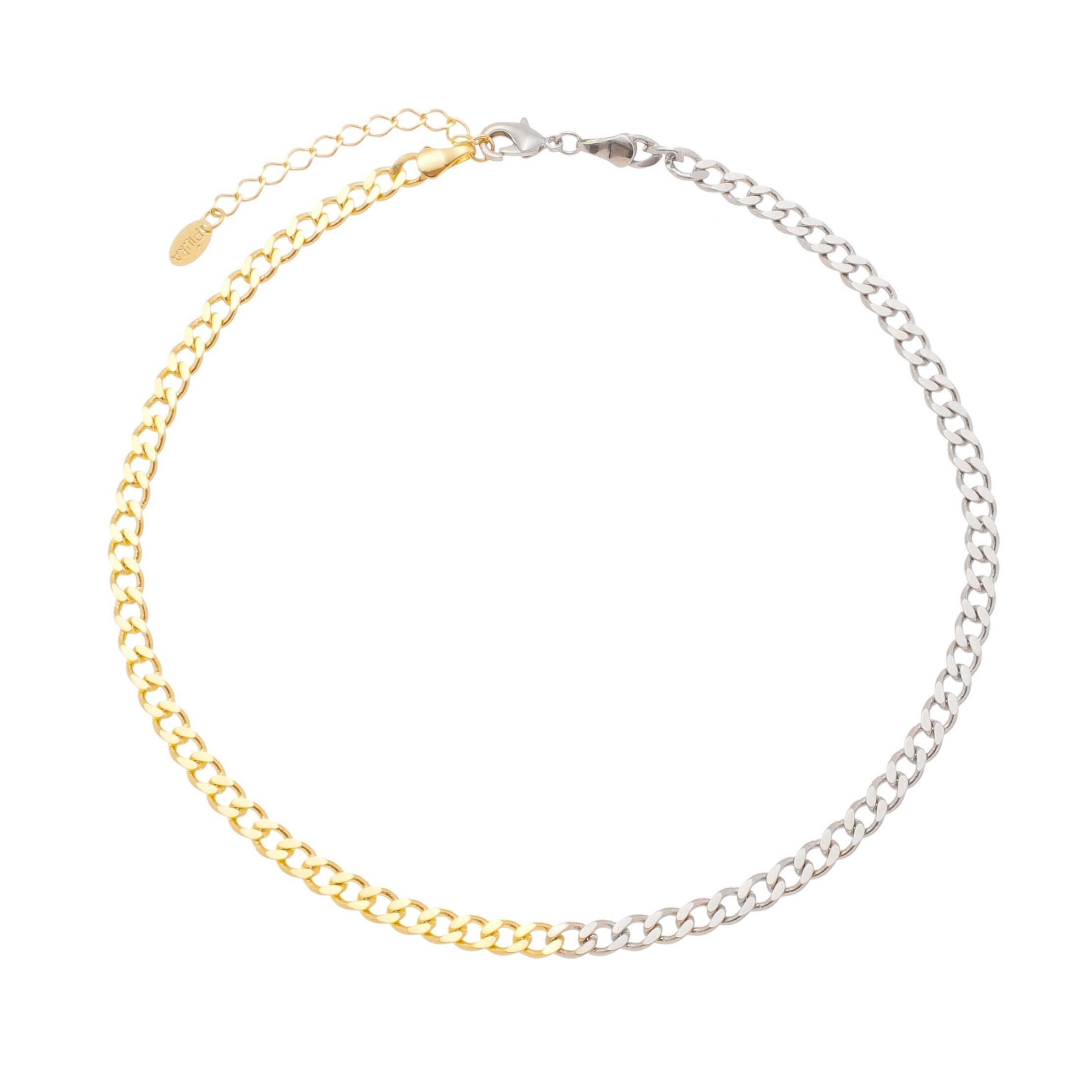 CHOKER ELOS GROUMET FOLHEADA A OURO 18K E FOLHEADA EM RÓDIO BRANCO FRIDA