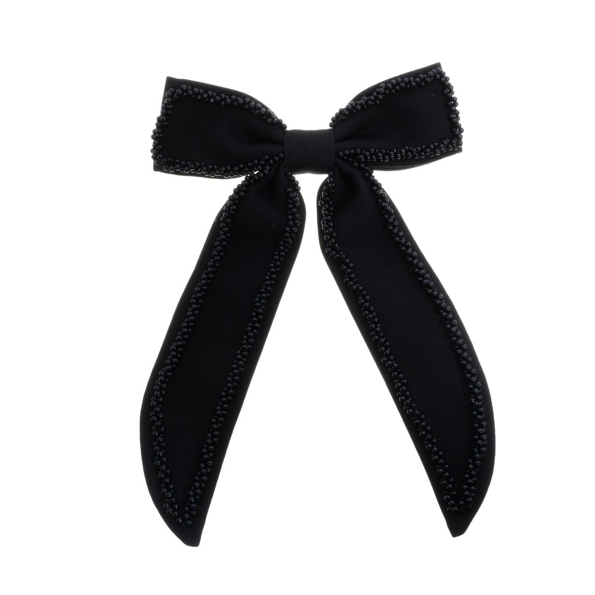 LAÇO DE CABELO MARCELA CREPE PRETO COM BORDADO CONTORNADO