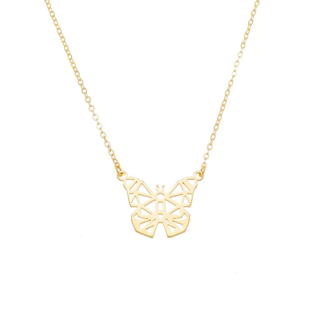 COLAR PIUKA ZOE BORBOLETA VAZADA FOLHEADO A OURO 18K