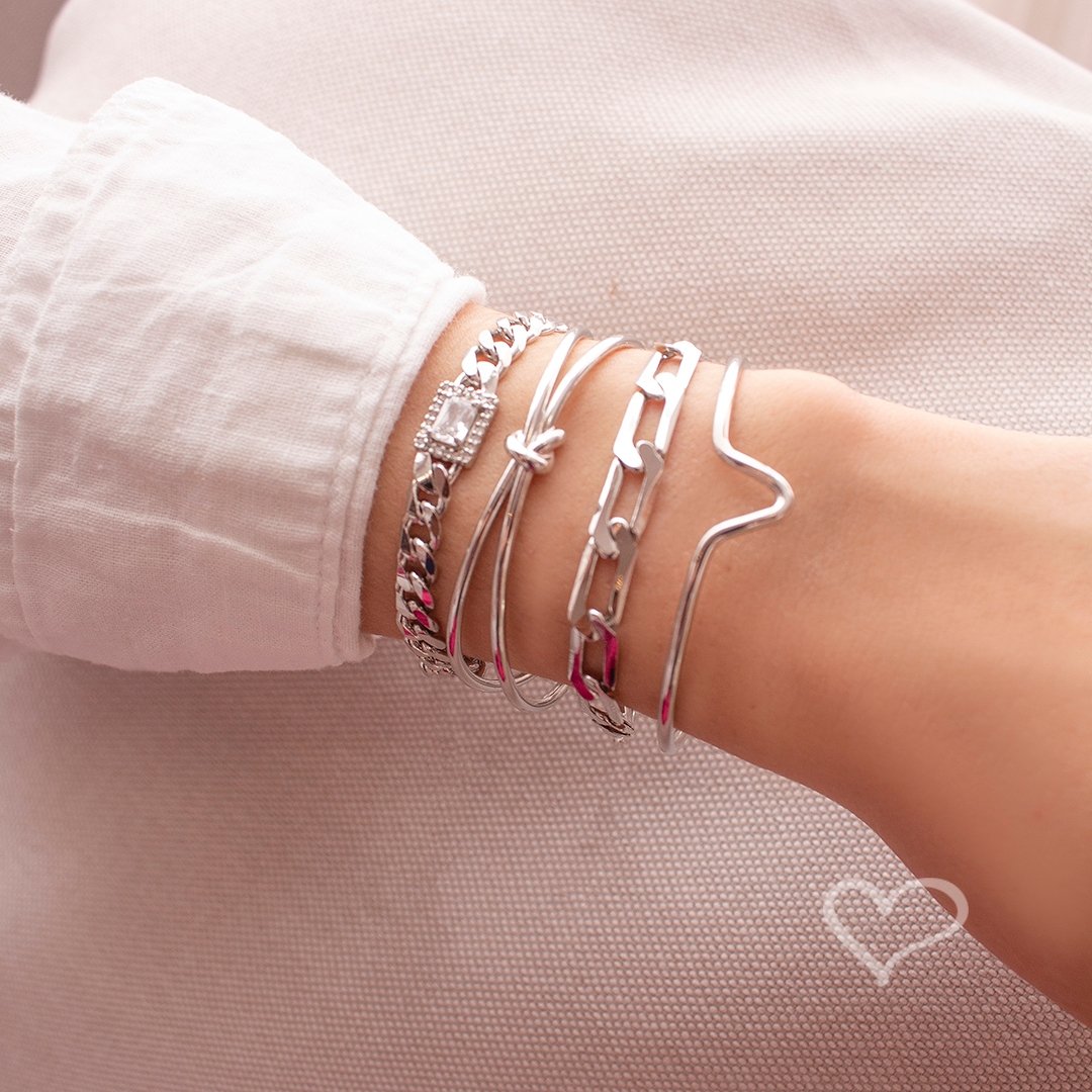 PULSEIRA FEMININA ELOS GRUMET ZIRCÔNIAS FOLHEADA EM RÓDIO BRANCO LETIZIA Prata 3