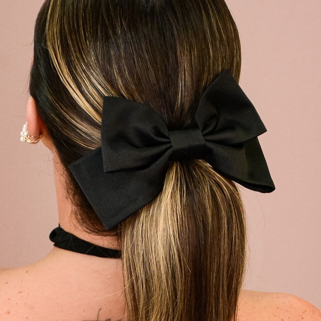 LAÇO DE CABELO LAIS CREPE ACETINADO PRETO Preto 3