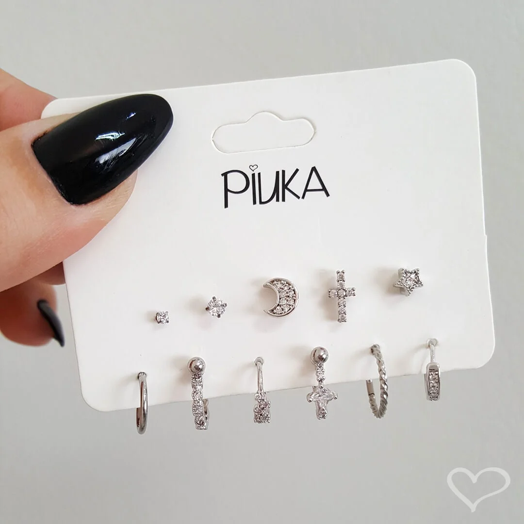 PIERCING DE FURO PIUKA ARGOLA P EMMY ZIRCÔNIA PRATA Prata 2