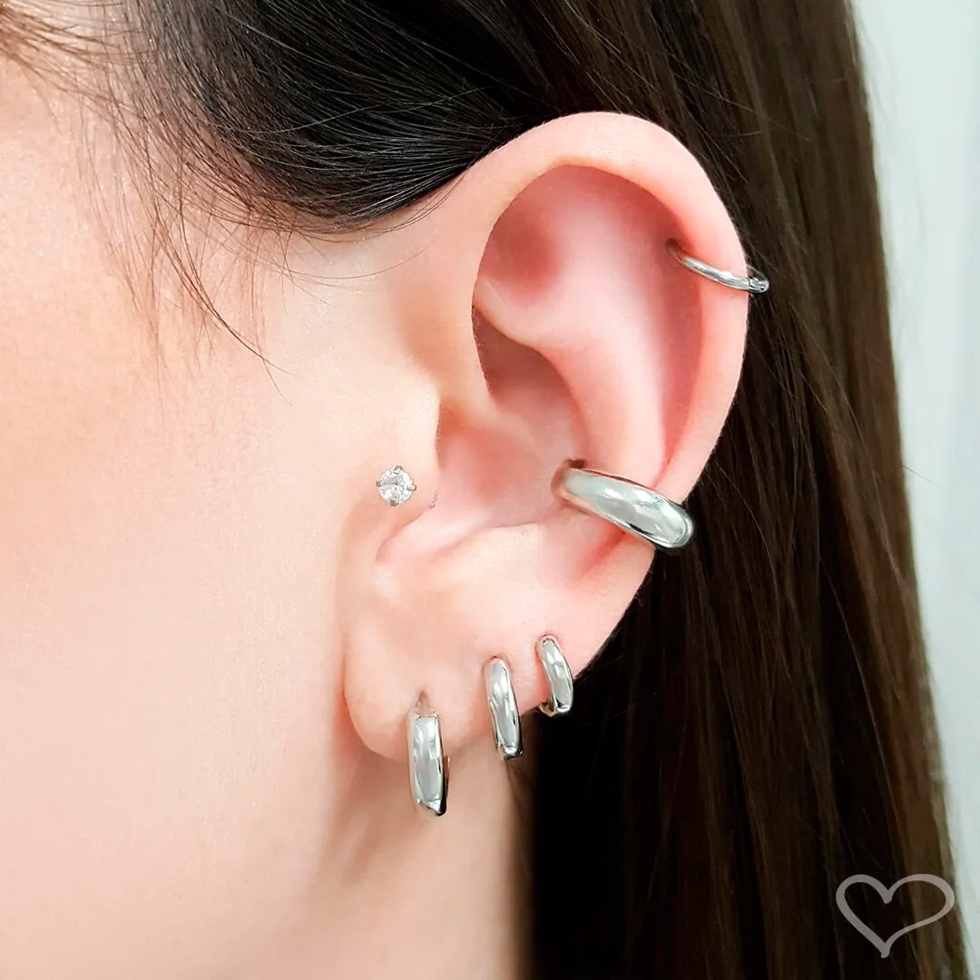 PIERCING DE FURO PIUKA ARGOLA SEGMENTO 8MM NIAH PRATA Prata 2